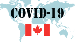 Covid-19 text with Canada Flag
