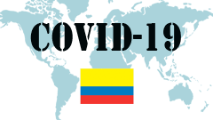 Covid-19 text with Colombia Flag