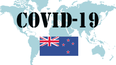 Covid-19 text with New Zealand Flag