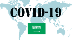 Covid-19 text with Saudi Arabia Flag